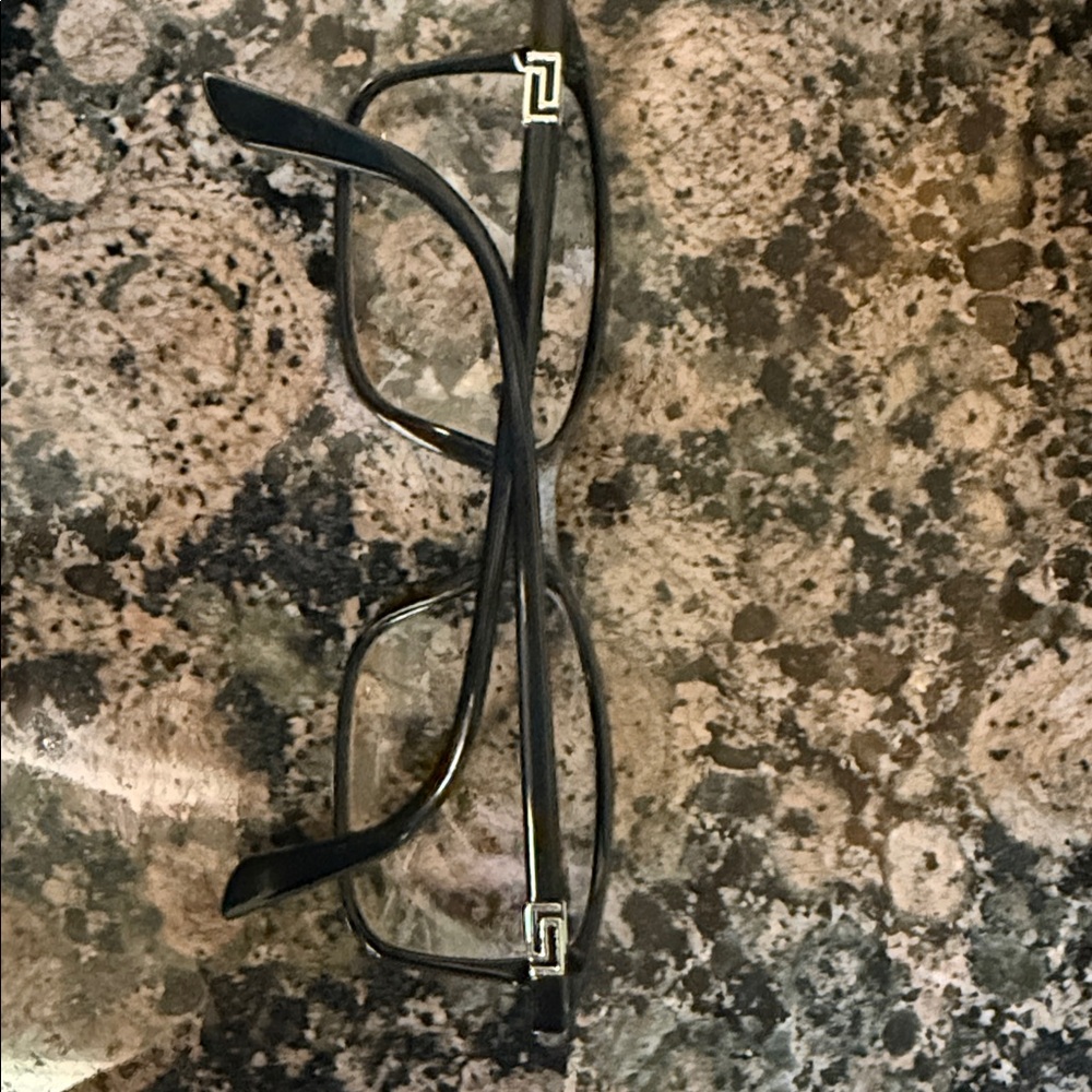 Versace Black Rectangular Prescription Glasses with Silver Accents - Picture 2 of 4